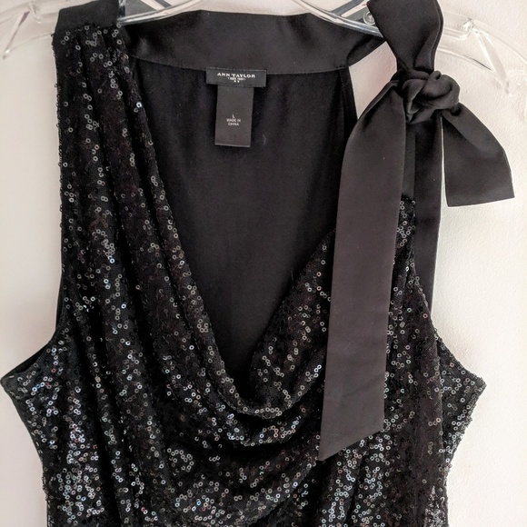 Ann Taylor Tops - Ann Taylor Evening Sparkle Black Prom Top LARGE